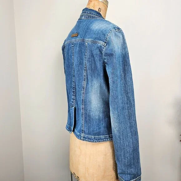 DKNY Jeans Y2K Industrial Chic Tailored Denim Blazer Jacket - Large - Picture 7 of 16